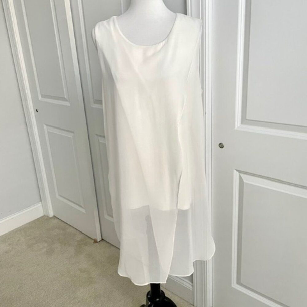 Elena Wang White Sheer Layered Top Size XL